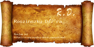 Roszinszky Dóra névjegykártya